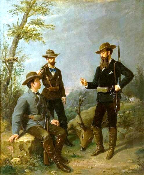 El duque de Montpensier y sus compañeros de caza en el Coto de Doñana, 1872, Manuel Cabral Aguado Bejarano