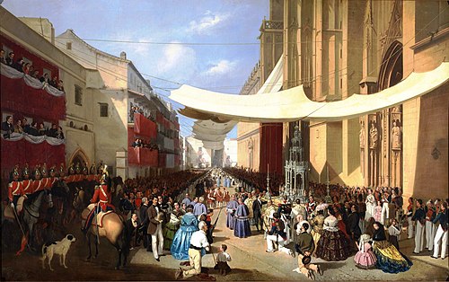 The Corpus Christi Procession in Seville, 1857, Manuel Cabral y Aguado Bejarano