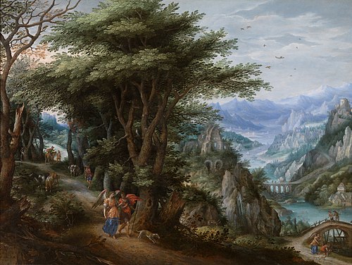 Landscape with Tobias and the Archangel Raphael, 1610, Denys van Alsloot