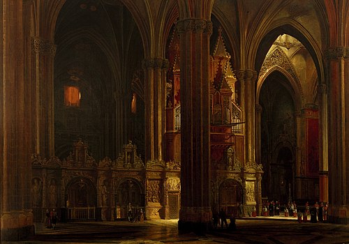 Vista del interior de la seo de Zaragoza, 1876, Pablo Gonzalvo