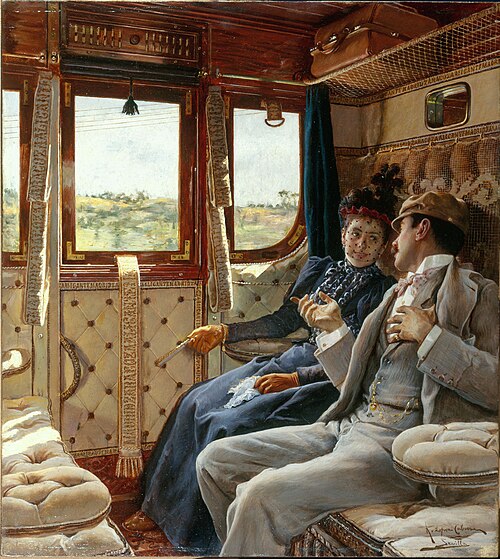 Couple dans un compartiment de train, 1895, Ricardo López Cabrera