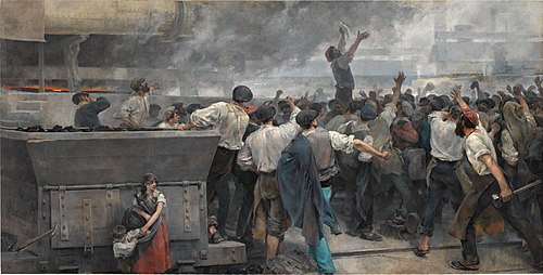 A strike of workers in Biscay, 1892, Vicente Cutanda y Toraya