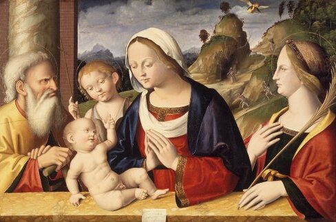 Holy Family with Saints John the Baptist and Catherine of Alexandria, 1521, Marco Palmezzano