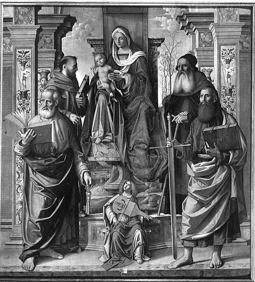 Maria mit Kind und vier Heiligen, 1499, Marco Palmezzano