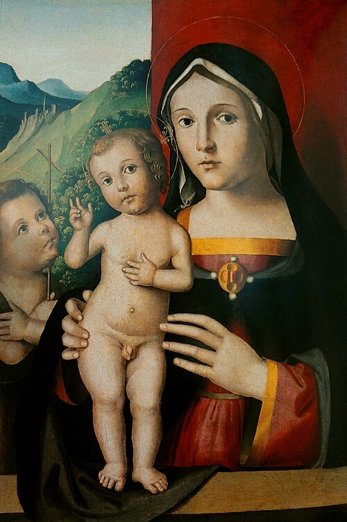 Madonna/Virgin and Child with the Infant St John the Baptist., 1500, Marco Palmezzano