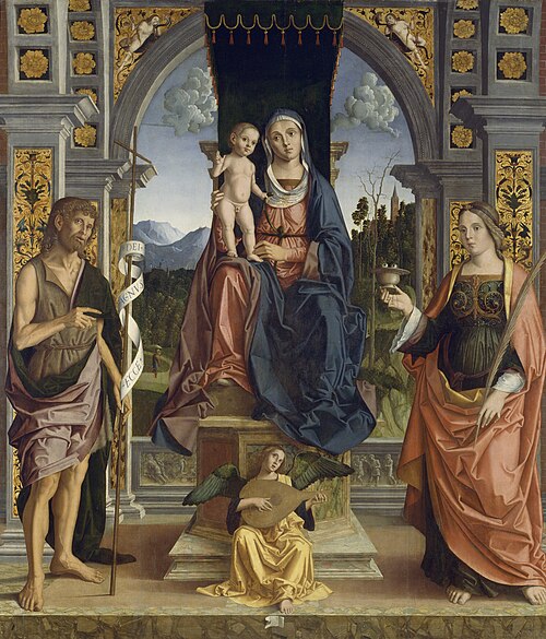 The Virgin and Child Enthroned, with Saints John the Baptist and Lucy, 1513, Marco Palmezzano