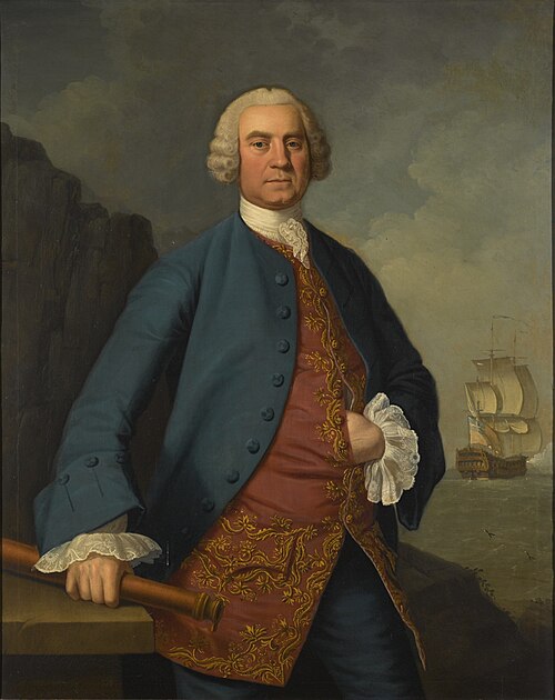 Portrait of a naval captain, traditionally identified as George Belsches, 1753, Charles Stoppelaer