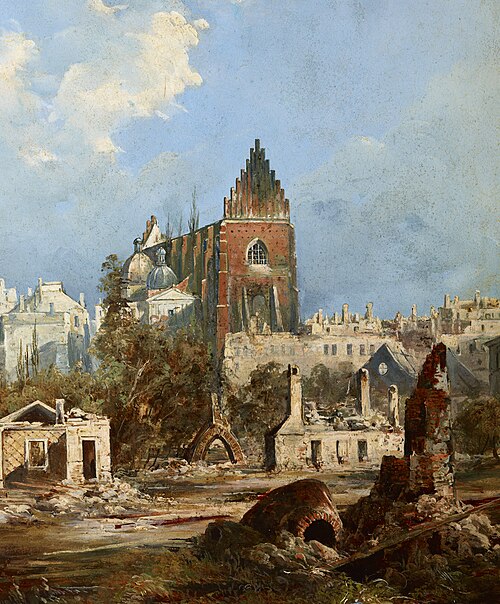 Dominican Church after the Fire of 1850, 1850, Adam Gorczyński