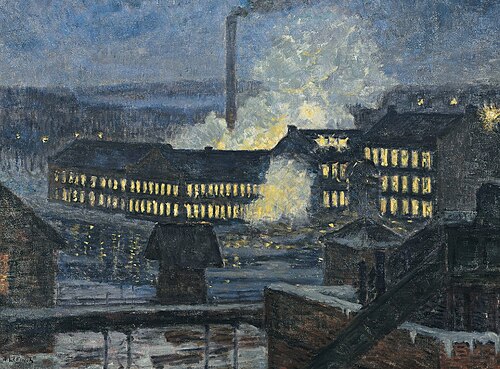 Night View of a Factory, 1910, Willy Finch