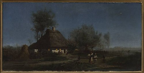 Village at night – a comet, 1880, Aleksander Mroczkowski
