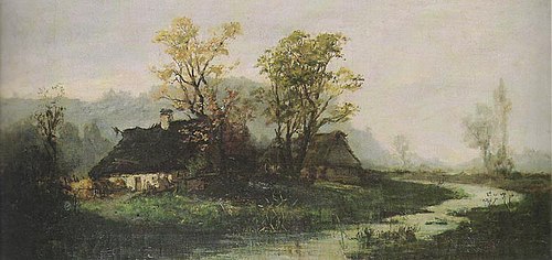 Landscape with huts., 1878, Aleksander Mroczkowski