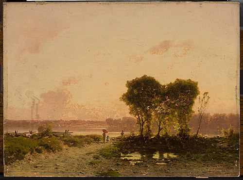 Landscape with a riverat sunset, 1886, Aleksander Swieszewski