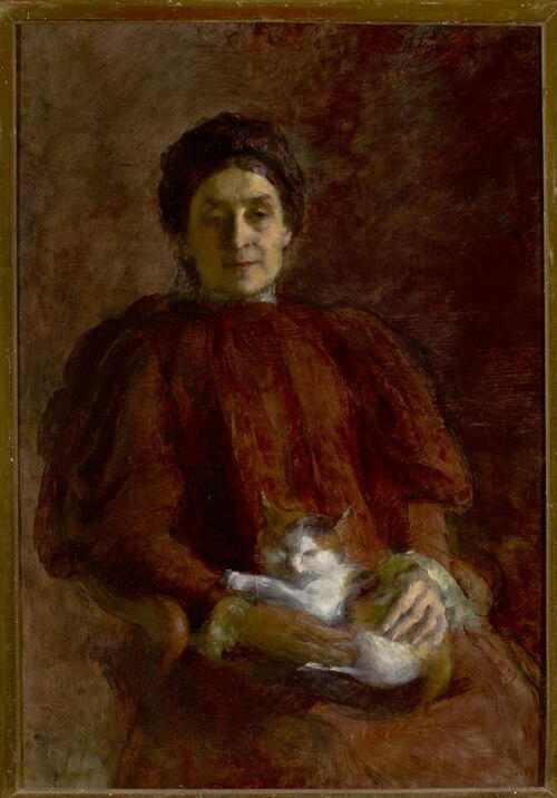 Portrait of a woman with a cat, 1898, Aniela Pająkówna
