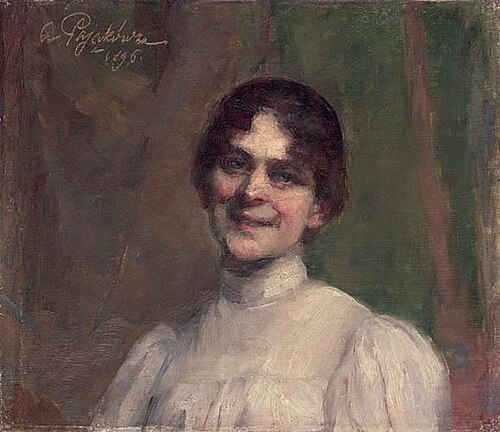 Portret damy w białej sukni, 1896, Aniela Pająkówna