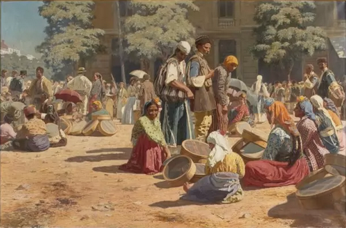 Цигани продават сита на софийския пазар, 1904, Anton Mitov