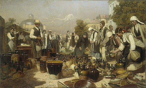 Пазар на зеленчуци в София (Грънчарският пазар), 1917, Anton Mitov