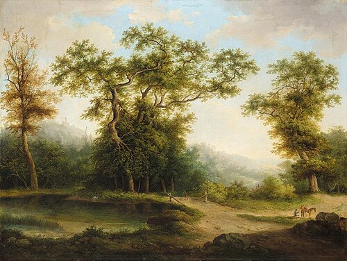 Spring landscape with lake / Wooded landscape, 1839, Antoni Lange