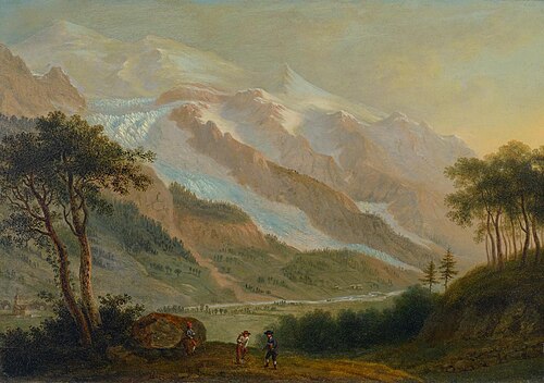 Chamonix mit dem Montblanc, 1798, Ludwig Hess