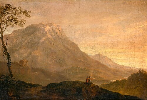 Berglandschaft mit Tempel, 1783, Ludwig Hess