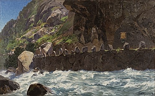 Gransvaleft, Strasse nach Lotefos, 1898, Carl Saltzmann