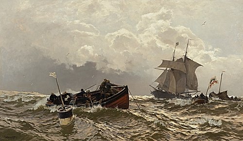 Einschiffung vor der holländischen Küste, 1906, Carl Saltzmann