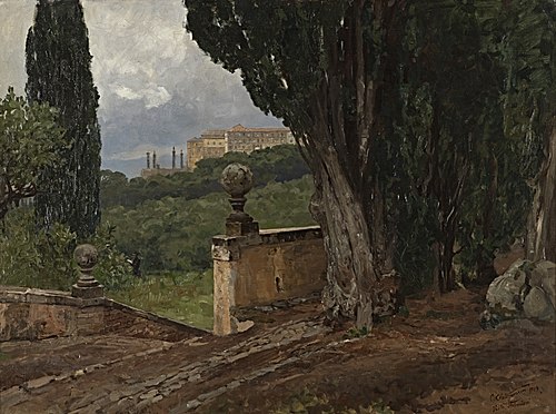 Ansicht der Villa Falconieri bei Rom, 1914, Carl Saltzmann