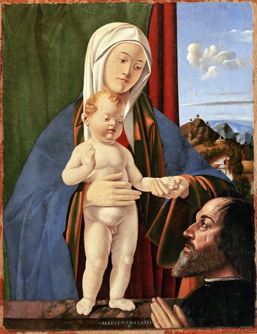 Vierge à l'enfant avec un donateur, 1550, Marco Basaiti