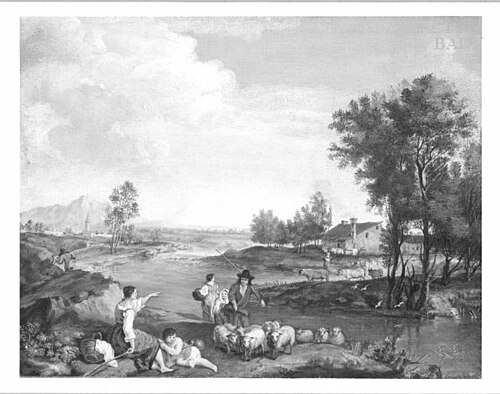 Landscap with figures and sheep, 1727, Francesco Zuccarelli