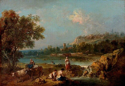 River Scene with Peasants, , Francesco Zuccarelli