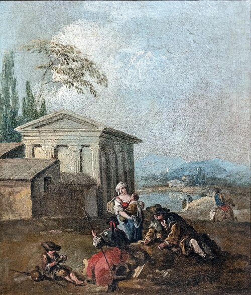 Personnages devant un temple, 1762, Francesco Zuccarelli