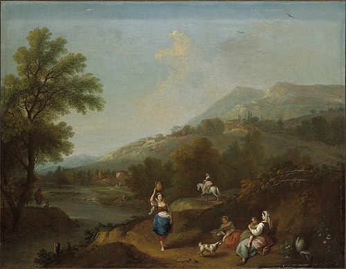 Paysage idyllique avec rivière et figures, 1762, Francesco Zuccarelli