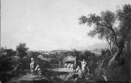 Landscape with Peasants at a Fountain, 1755, Francesco Zuccarelli