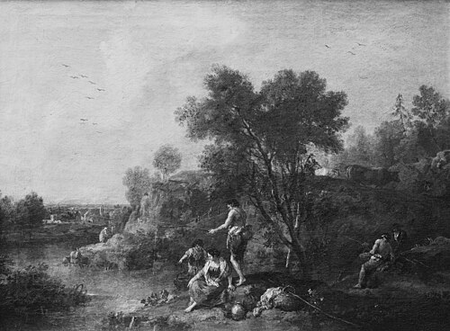 River Landscape with Peasants Fishing, 1743, Francesco Zuccarelli