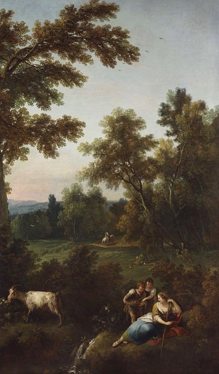 Landscape with Two Young Children offering Fruit to a Woman, 1743, Francesco Zuccarelli