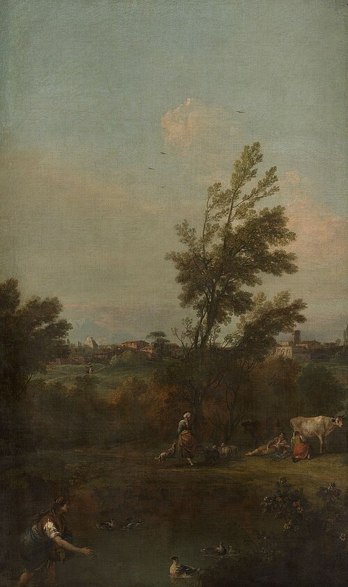 Landscape with a Woman Wading in a Pond with Ducks, 1743, Francesco Zuccarelli