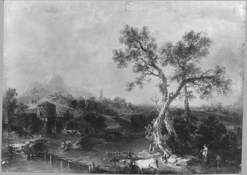 Landscape with Wooden Bridge and Cattle, , Francesco Zuccarelli