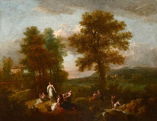 An Italian Landscape with Children Fishing, 1745, Francesco Zuccarelli