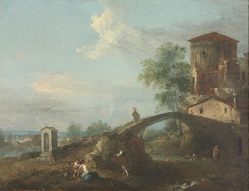 Ideal Landscape with Figures and Bridge, , Francesco Zuccarelli