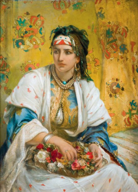 Oriental beauty with flowers, 1850, Jean-François Portaels