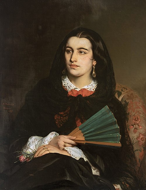 Milanese lady with a fan, 1857, 1857, Jean-François Portaels