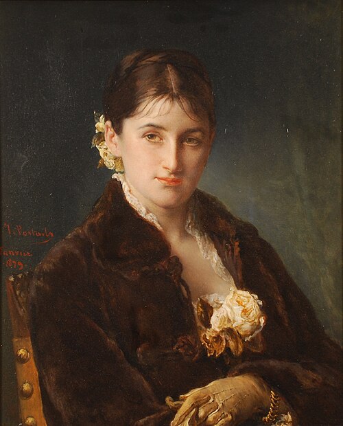 Young woman with gloves, 1850, Jean-François Portaels