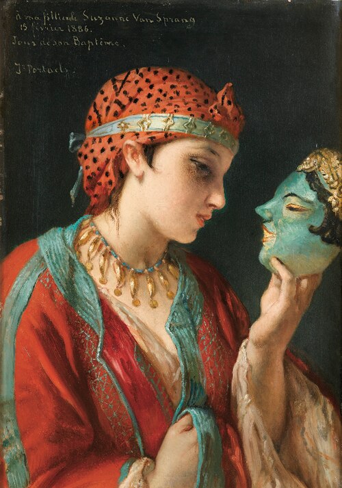 Young girl with a mask, 1886, Jean-François Portaels