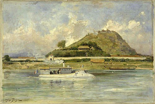 Mitrailleuse, canonnière type Farcy, devant Tuyen Quan, 1886, Louis Tauzin
