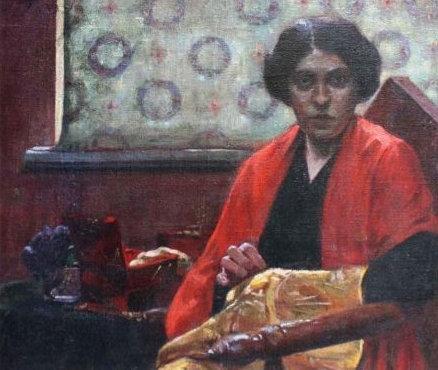 Haftująca kobieta, 1909, Dawid Aleksander Haltrecht