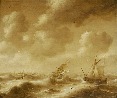 Shipping in a Gale, 1656, Hendrick van Anthonissen