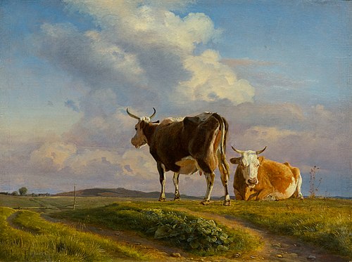 Two Cows in an Open Field, 1845, Johann Thomas Lundbye