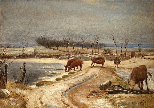 Watering the Cattle on a Winter's Day, 1848, Johann Thomas Lundbye