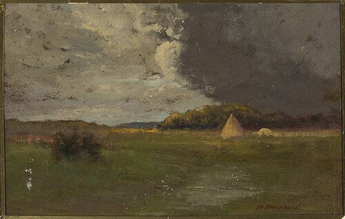 Landscape with a haystack, , Jan Stanisławski