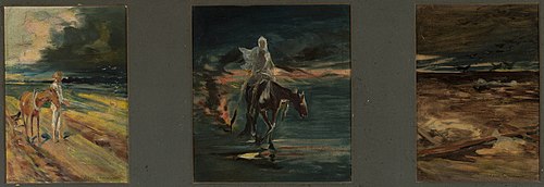 Black clouds. Death. Pestilence, triptych “Disaster”, sketch, 1870, Albert Chmielowski