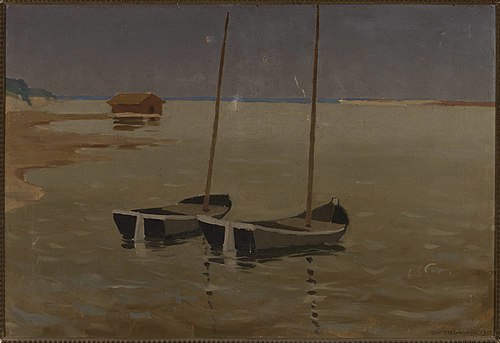 Barges sur la Vistule., 1909, Edward Trojanowski